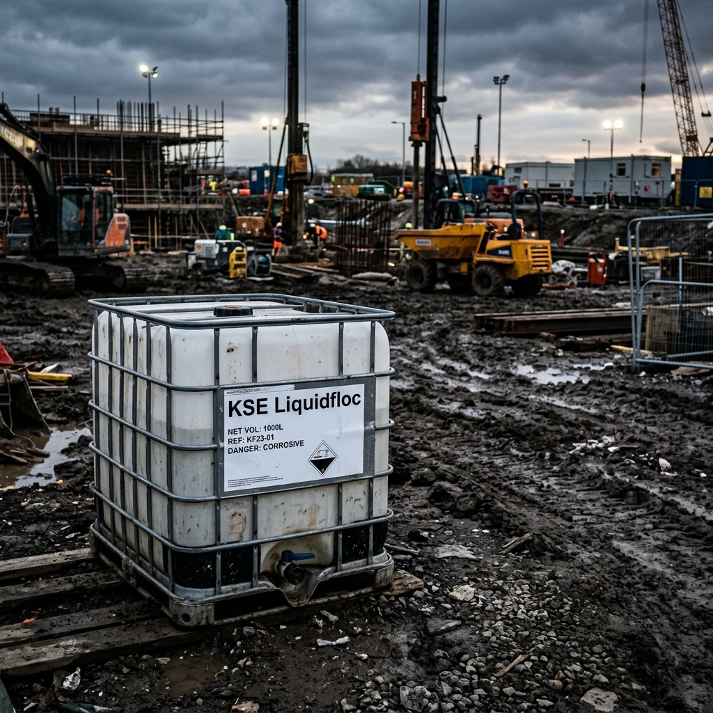 KSE Liquidfloc IBC auf Baustelle